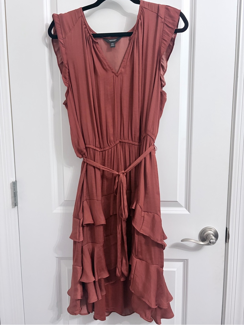 Simply Vera Vera Wang Rust Tiered Ruffle Midi Dress